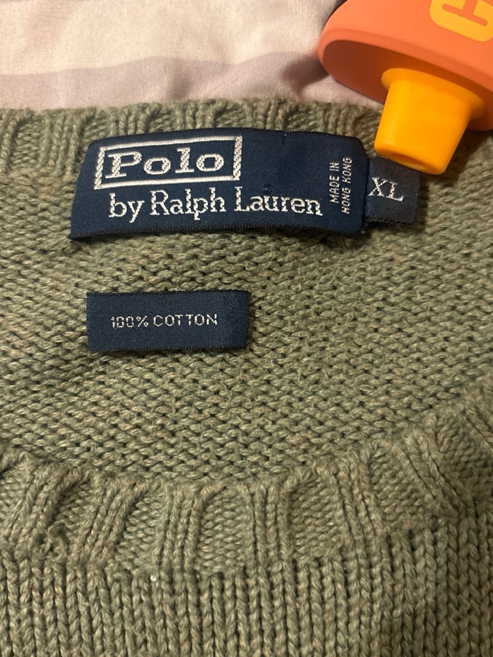 Polo by Ralph Lauren Olive Green Cotton Crewneck Sweater